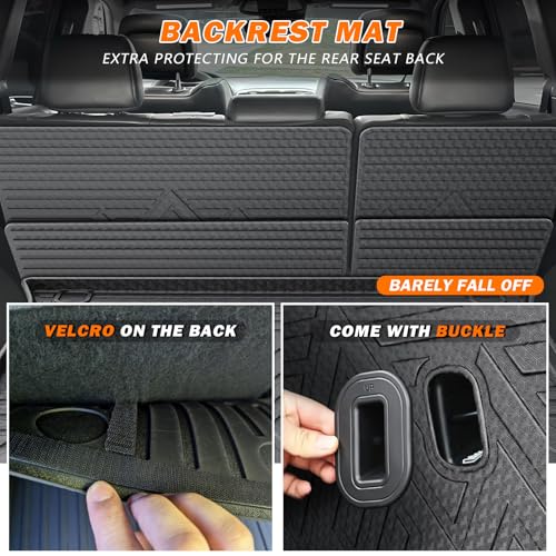 KUST Trunk Cargo Mat for Jeep Grand Cherokee 2011-2021, TPE Rubber Trunk Liner with Backrest Mat for Grand Cherokee Accessories All Weather Back Seat Protector Rear Cargo Liner Raised Edge - size: Cargo Mat