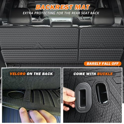 KUST Trunk Cargo Mat for Jeep Grand Cherokee 2011-2021, TPE Rubber Trunk Liner with Backrest Mat for Grand Cherokee Accessories All Weather Back Seat Protector Rear Cargo Liner Raised Edge - size: Cargo Mat