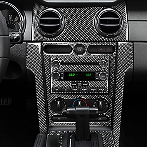 Car Interior Central Console Instrument Panel Gear Shift Cover Trim Stickers Compatible with Ford Mustang GT Shelby 2005-2009 Real Carbon Fiber Accessories 12PCS - color: Console&at-black