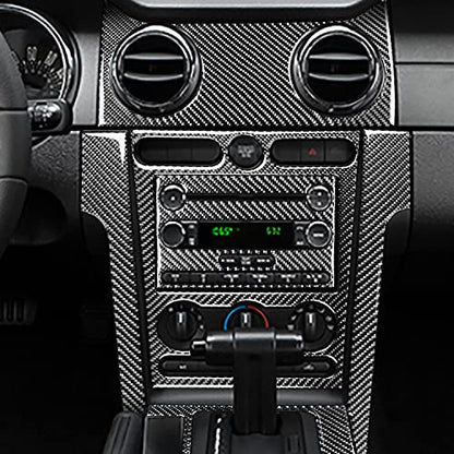 Car Interior Central Console Instrument Panel Gear Shift Cover Trim Stickers Compatible with Ford Mustang GT Shelby 2005-2009 Real Carbon Fiber Accessories 12PCS - color: Console&at-black