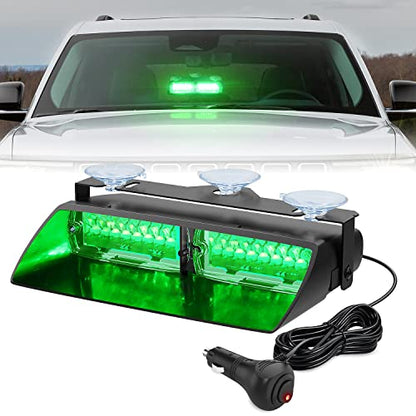 Nilight Green Emergency Strobe Lights Windshield Hazard Warning Safety Flash Light with Suction Cups Super Bright LED Lights for Police Enforcement Firefighters Vehicle Truck - color: Green