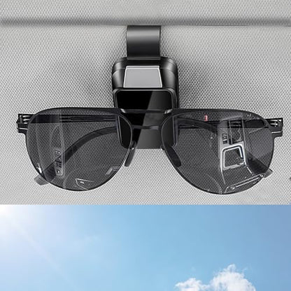 Amooca 1PCS One-Handed Operation Car Visor Sunglass Holder Clip - ABS Material, Universal Fit for Car/SUV/Truck, Durable Interior Car Accessories