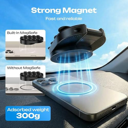 2026 New 3 in 1 Ultra Magnetic Suction Mount,Upgrade Maglock Suction Cup Phone Mount, 360° Rotatable Phone Holder Stand with 18 Strong Suction Cups for Home Office Kitchen & Bathroom (1)