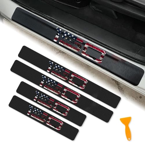 4Pcs Carbon Fiber Car Door Sill Protector Scratch Resistant & Waterproof Door Entry Guard America Flag - color: door-150-flag