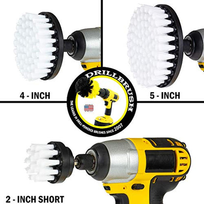 Car Accessories - Drill Brush Attachment for Washing, Wheels, Mats, Detailing - Carpet and Upholstery Cleaner - Boat and Kayak Hull Accessories - Glass and Fiberglass Cleaner - color: White
