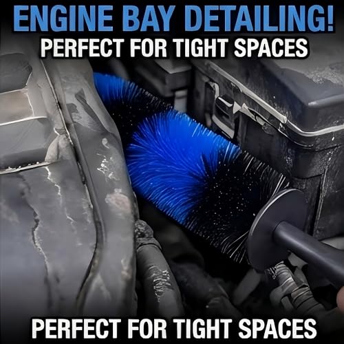 Wheel Rim Brush – Soft Bristle Long Handle Car Wheel Cleaning Brush for Deep Cleaning Rims, Tires, Wheels, Engine Bay, Exhaust Tips, Cars, Trucks, SUVs, Motorcycles - size: Wide Clean