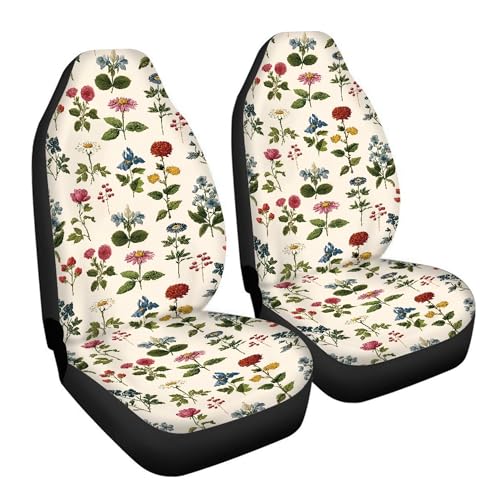 Wild Flower Print Waterproof Car Seat Cover Front Seats Only for Women,Universal Fit for SUV,Truck,Sedan or Van - color: Wild Flower