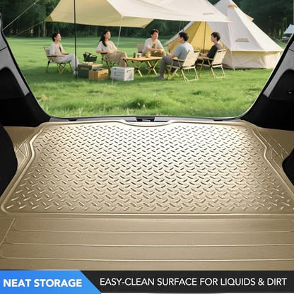 PIC AUTO Trunk Cargo Liner, Heavy Duty Rubber Floor Mats, Trimmable to Fit for Car, SUV, Van, and Trucks – All-Weather, Anti-Slip Backing, Easy to Clean, Durable and Long-Lasting (Large,Beige) - color: Beige