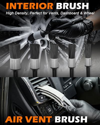 20Pcs Windshield Cleaner Tool - Car Interior Detailing Brush Kit with 200g Cleaning Gel, Microfiber Car Wash Mitt, Dash Duster & 2-Sided Scrubber, All-in-One Inside Car Cleaning Supplies Tool