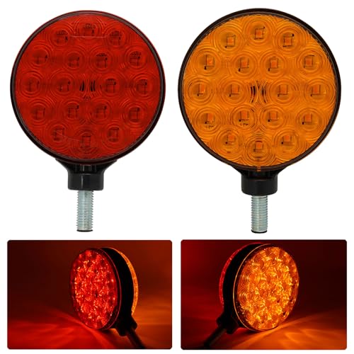 2-Pack 4" Round Dual-Face Red and Amber Lens 12V Turn Signals Direction Indicator Light Side Marker Warning Lights for Boat Trailer SUV Camper RV Off-Road Kenworth Peterbilt Freightliner Trucks - size: 2Pcs Direction Indicator Light