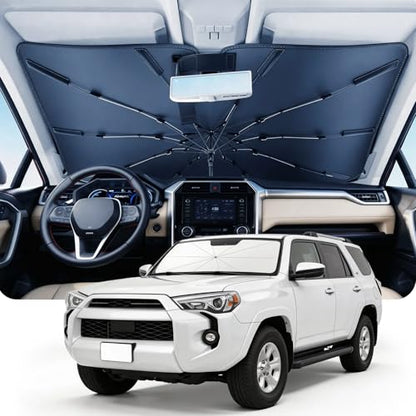 DMJN Umbrella Windshield Sun Shade for Toyota 4Runner (2017-2026), Car Sunshade for Front Windshield [Nano Ice-Crystal Coatings] UPF50+ Heat & UV Block, Protect Interior & Keep Cooler - size: For | Toyota 4runner (2017-2026)