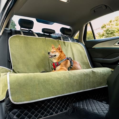 FUNNY FUZZY Dog Car Seat Cover for Back Seat, Back Seat Pet Cover for Dogs Waterproof, Scratchproof Dog Backseat Cover, Non-Slip Bench Car Seat Protector, Universal Fit Most Cars, SUVs, Trucks, Green - color: Green, size: Back Seat(48''W x 53''L)