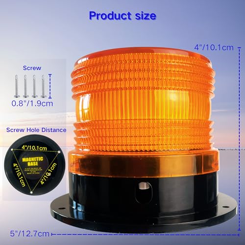 Solar Warning Beacon Light, Yellow Magnetic LED Signal Light with 4 Flashing Modes, IP65 Waterproof, Ideal for Forklifts, Trucks, Roadside Assistance, Boat, Yacht, Hazard Warning Buoys - color: Yellow light