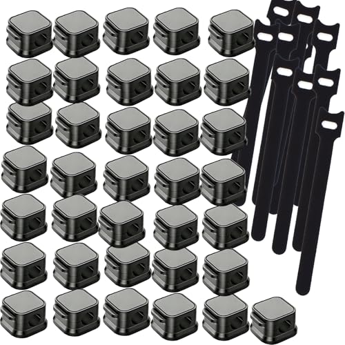 36 PCS Magnetic Cord Organizer Cord Holder for Nightstand Computer Magnetic Mouse Cord Holder Adhesive Charger Holders for Cords Desk Wire Management Includes 10 PCS Reusable Cable Ties Black - color: Black3