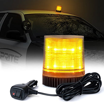 Xprite Amber LED Beacon Light, Forklift Strobe Lights w/Magnetic Base for Construction Vehicles, TowTrucks, Security Patrol, Postal, Golf Carts, UTV ATV, Snow Plows - color: Yellow