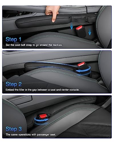 Leather Car Seat Gap Filler Universal for Car Truck SUV to Block The Gap Between Seat and Console Stop Things from Dropping 2 Sets Black - color: black
