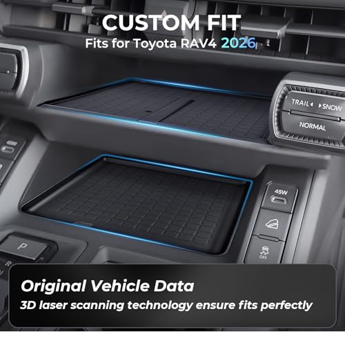 Wireless Charging Protective Mat & Center Console Storage Protective Mat for Toyota RAV4 2026, Interior Accessories Silicone Anti-Slip Console Cover Pad for 2026 RAV 4, Black - style: Fits for Toyota RAV4 2026, D