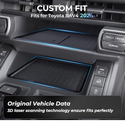 Wireless Charging Protective Mat & Center Console Storage Protective Mat for Toyota RAV4 2026, Interior Accessories Silicone Anti-Slip Console Cover Pad for 2026 RAV 4, Black - style: Fits for Toyota RAV4 2026, D