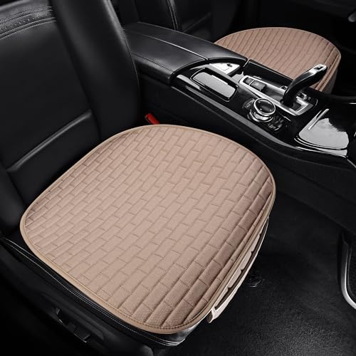 VarCozy Linen Car Seat Covers, Bottom Breathable Seat Covers for Cars for All Seasons with Non-Slip Protector, Universal Seat Covers for Cars, SUVs, Trucks - color: Beige, size: Bottom Seat Covers