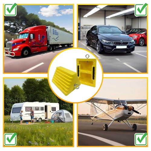 ROBLOCK 4 Packs Wheel Chocks Heavy Duty Yellow with Eyebolt for Travel Trailer Camper, Truck, Car and ATV(Yellow) - color: Yellow(4 Packs)