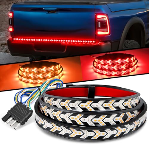 Nilight Truck Tailgate Light Strip 48Inch Arrow 432 LED with Red Running Brake Lights Amber Turn Signals Strobe Lights - color: 48" Tailgate Light Strip Red/Amber Arrow