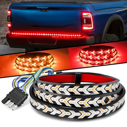 Nilight Truck Tailgate Light Strip 48Inch Arrow 432 LED with Red Running Brake Lights Amber Turn Signals Strobe Lights - color: 48" Tailgate Light Strip Red/Amber Arrow