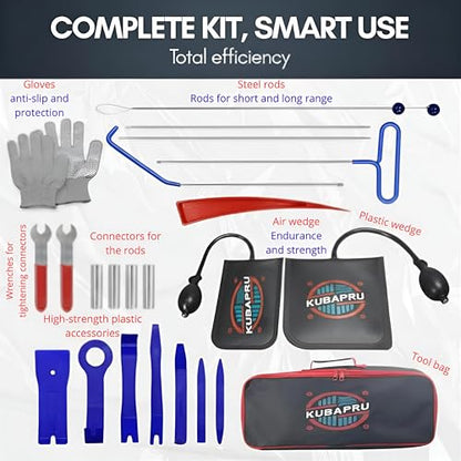 22-Piece Car Repair Tool Kit – Stainless Steel Automotive Tools, Inflatable Air Wedge, Multifunctional Vehicle Maintenance & Emergency Set with Carrying Bag