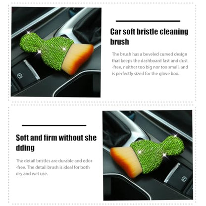 zipelo Auto Interior Dust Brush, Car Detailing Cleaning Brush with Diamond, Bling Handle Soft Bristles Dusting Tool, Scratch Free Dirt Clean Brushes for Vehicle Dashboard, Air Conditioner Vent (Green) - color: Green
