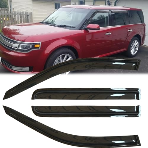 4pcs Original Shatterproof Rainproof Side Window Wind Deflectors Tape on Sun Rain Guards Durable Vent Window Visors Compatible with 2009-2019 Ford Flex 94079 - size: for 2009-2019 Flex