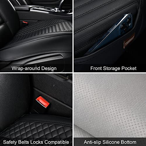 TIEHESYT Pink Car Seat Covers, 2PCS Automotive Faux Leather Seat Covers Front Bottom Protector, Universal Full Wrapping Edge Fit Most Seats of Cars, SUVs, Sedans and Pickup Trucks - color: Pink Diamond, size: 2 PCS
