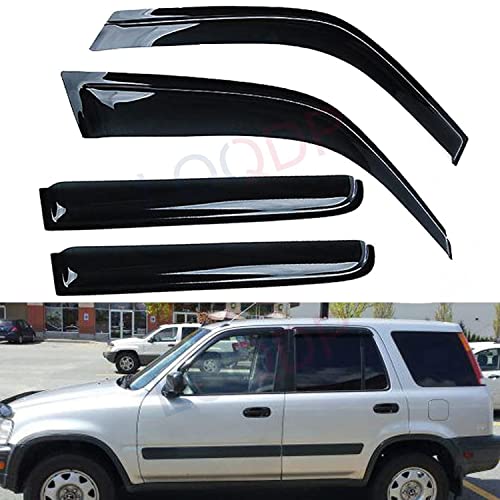 4pcs Window Rain Guard Compatible with 1997-2001 Honda CR-V CRV Outside Mount Tape-On Window Visors - size: Compatible with 1997-2001 Honda CR-V