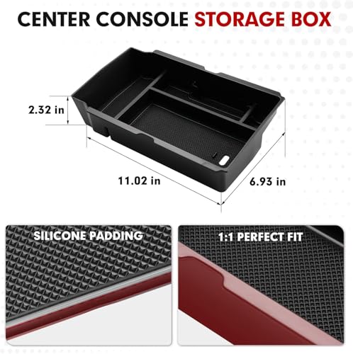 Autorder Center Console Organizer for 2023 2024 2025 2026 Honda CRV Accessories Center Console Storage Box Secondary Insert Tray Black & Red Non-Slip Silicone Mats - size: 2023+ CRV Armrest Organizer