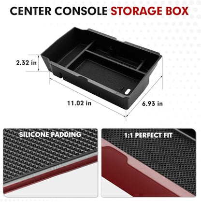 Autorder Center Console Organizer for 2023 2024 2025 2026 Honda CRV Accessories Center Console Storage Box Secondary Insert Tray Black & Red Non-Slip Silicone Mats - size: 2023+ CRV Armrest Organizer