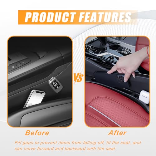 2 Pack Black Car Seat Gap Filler Organizer, Universal Car Seat Gap Plug with Seatbelt Slot, Anti-Drop Organizer for Keys Phones Storage for Auto Truck SUV - size: 2 PCS #2