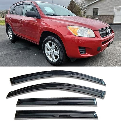 Tape On Window Visors Rain Guards Car Sun Shade Vent for 2006-2012 Toyota RAV4,Side Window Vent Wind Deflectors & Visors,Sun Visor for Car,Smoke 4-Pieces Set - size: 2006-2012 RAV4