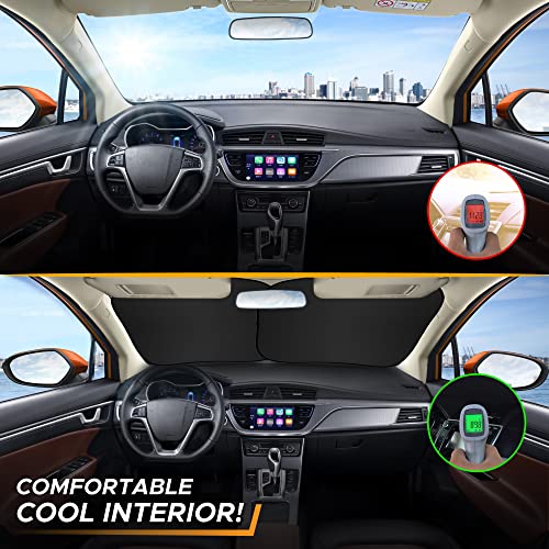 EcoNour Windshield Sun Shade 2 Piece Size (31L x 28W) Inches Medium, Sunflower Car Sunshade Foldable Design, 240T Polyester Front Window UV Protection Heat Block Interior Cover - size: Medium-flower