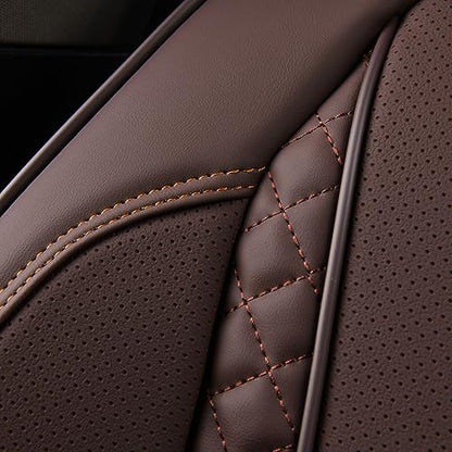 Coverado Car Seat Cover Front Seats, Brown Seat Covers Front Seats, Nappa Leather Waterproof, Car Seat Cushion, Car Seat Protector Universal Fit Most Cars - color: Z-Brown, size: Front