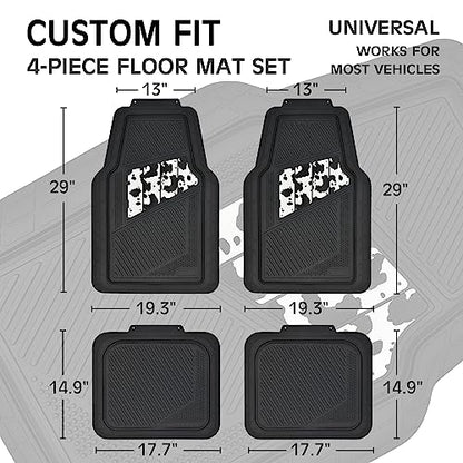 CAR PASS Heavy Duty Rubber Floor Mats Cow Print Car Mats 4-Piece Car Mat Set - Universal Waterproof Floor Mats for Car SUV Truck, Durable All-Weather Mats - color: Cow Print