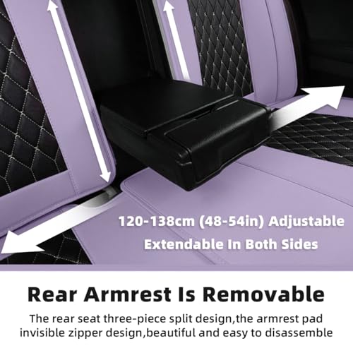 Car Seat Covers Full Set, Super Luxurious Heavy Universal Duty Waterproof Leather Automotive Vehicle Cover for Cars SUV Pick-up Truck, Non-Slip Seat Purple Car Accessories (Full Set/Light purple) - color: Full Set/Light purple