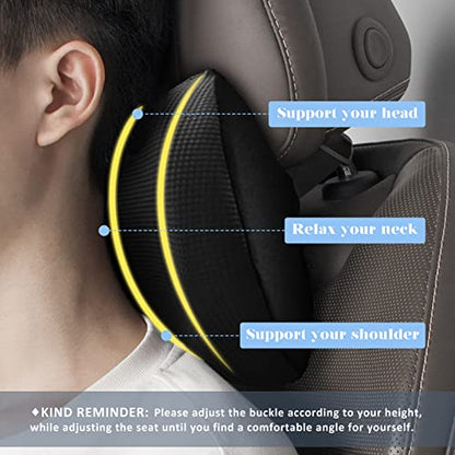Super Comfy Car Headrest Pillow, Car Pillow for Neck Pain Relief with Adjustable Strap, 100% Memory Foam & Breathable Removable Cover, Ergonomic Design - Softness Travel Car Neck Pillow(Black, 1PC) - color: Pack of 1/Black/Super Comfy