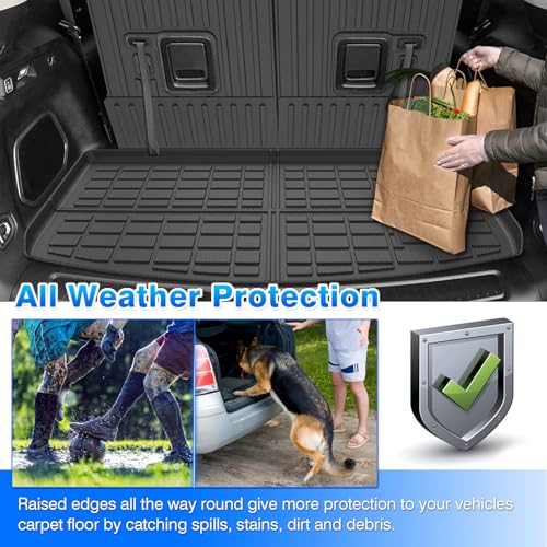 Floor Mats for Jeep Grand Cherokee L (6-Seater Without 2nd Row Center Console) 2021-2025 2026, All Weather Cargo Liner & Door Sill Guards for Grand Cherokee L Accessories, Car Accessories - size: 2)Jeep Grand Cherokee L【21-26】Full set
