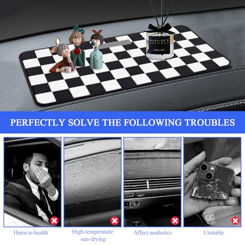 Wuyaoyao 2PCS Car Dashboard Anti Slip Mat, 12.2"×8.3" Non-Slip Dashboard Sticky Pad, PVC Car Dash Gripping Mat, Multifunctional Auto Grip Mat for Phones Sunglasses Keys Electronic Devices (White) - color: White