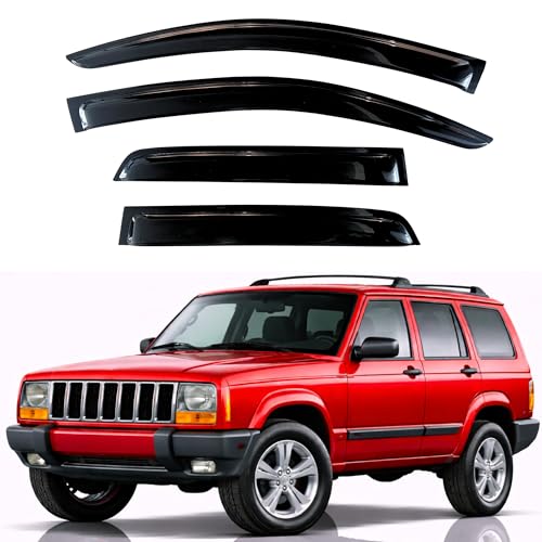 KPY Rain Guards Fit for 1984-2001 Jeep Cherokee 4-Door, Out-Channel Window Visors Vent Wind Deflectors 4PC, Car Accessories for 84-01 Cherokee 4-Door (Excludes Limited Model) - size: 1984-2001 Cherokee (4-Door)