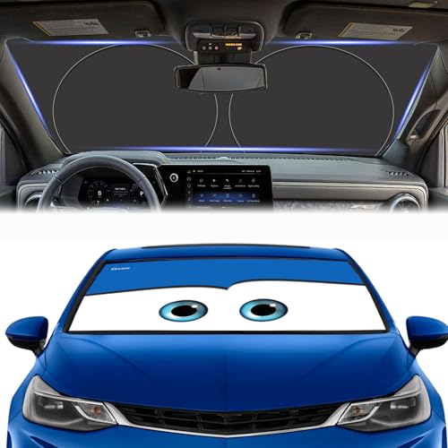 GVEN Windshield Sun Shades Car Sun Shade Protector Blocks UV Rays for Full-Size Sedan & SUV, Mid-Size SUV, Sports Cars, Wagon and Mid-Size Pickup Truck Car Accessories (Blue,L) - color: Blue, size: Large (Universal Fit)