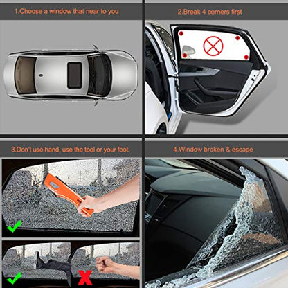 LUXON Car Emergency Escape Tool 8-in-1,Car Safety Tool:Window Breaker,Seat Belt Cutter,LED Flashlight,USB Charger,SOS Light,Hand Cranking Charge,Magnetic,Siren Alarm - color: Orange, size: 2 Count(Pack of 1)