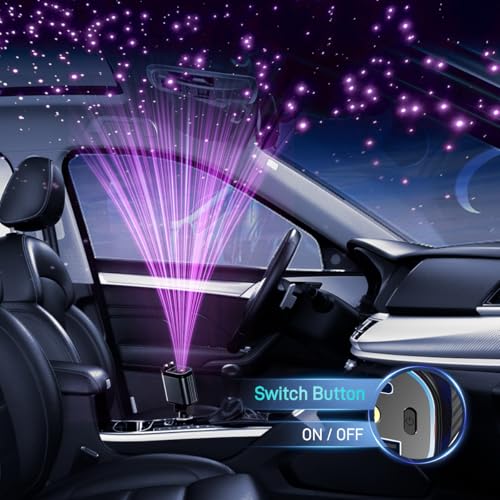 4 in 1 Retractable Car Charger with Starry Light,69W Cigarette Lighter Charger,USB C Fast Car Charger for iPhone 17 Pro Max 16 15 14 13 12 11 (Lightning+USB-C & PurpleLight) - size: Lightning+USB-C & PurpleLight