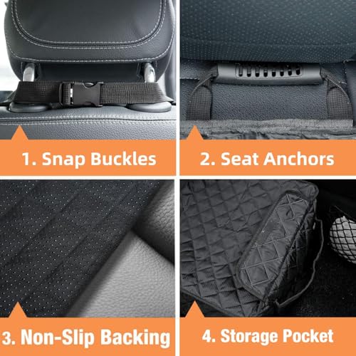 Waterproof Dog Seat Cover 2-Pack for Front Seats – Nonslip Scratchproof Captain Chair Covers with Side Flaps, Universal Fit for Cars, Trucks, SUVs, Jeep