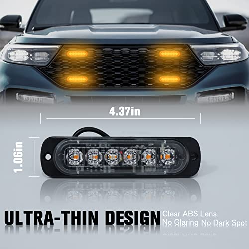 DIBMS LED Strobe Warning Lights, 8x Amber Yellow LED Strobe Warning Emergency Flashing Light Caution Construction Hazard Light Bar For Car Truck Van Off Road Vehicle ATV SUV Surface Mount - color: Amber