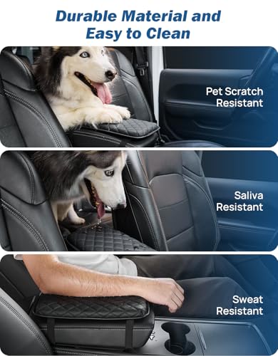 JOYTUTUS Universal Center Console Cover, Leather Arm Rest Covers Armrest Cover for Car, Middle Console Cover Lid, Car Arm Rest Cushion Pad for Most Vehicle, SUV, Car, Sedan, Car Black Accessories - size: 12.01" x 6.89"