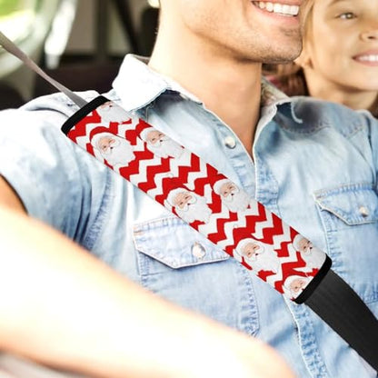 Comfortable Cushion Pad Car Shoulder Strap Harness Pad, Christmas Santa Claus Red 2PCS Car Belt Covers - color: Color843